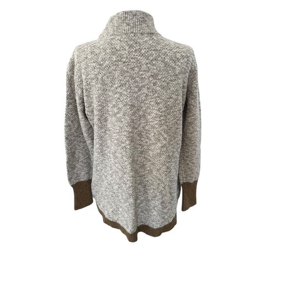 LL Bean Signature Mock Neck Sweater Two Toned Tan Cotton Linen Curved Hem M - Picture 6 of 10